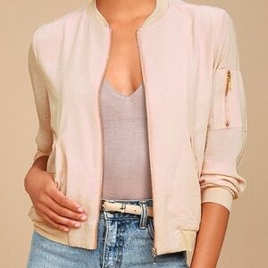 Lulus blush pink women’s bomber jacket
